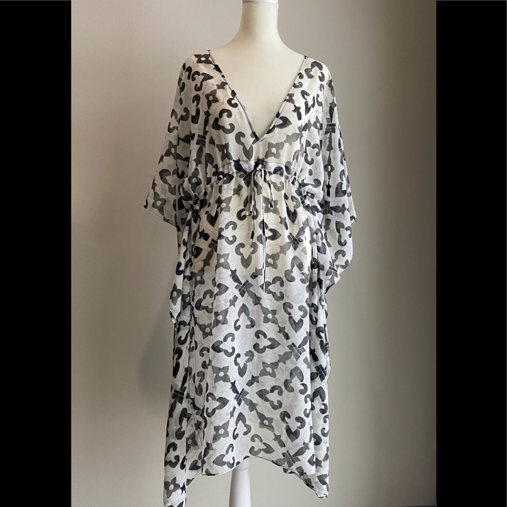 Echo Black and Cream Coverup Dress One Size